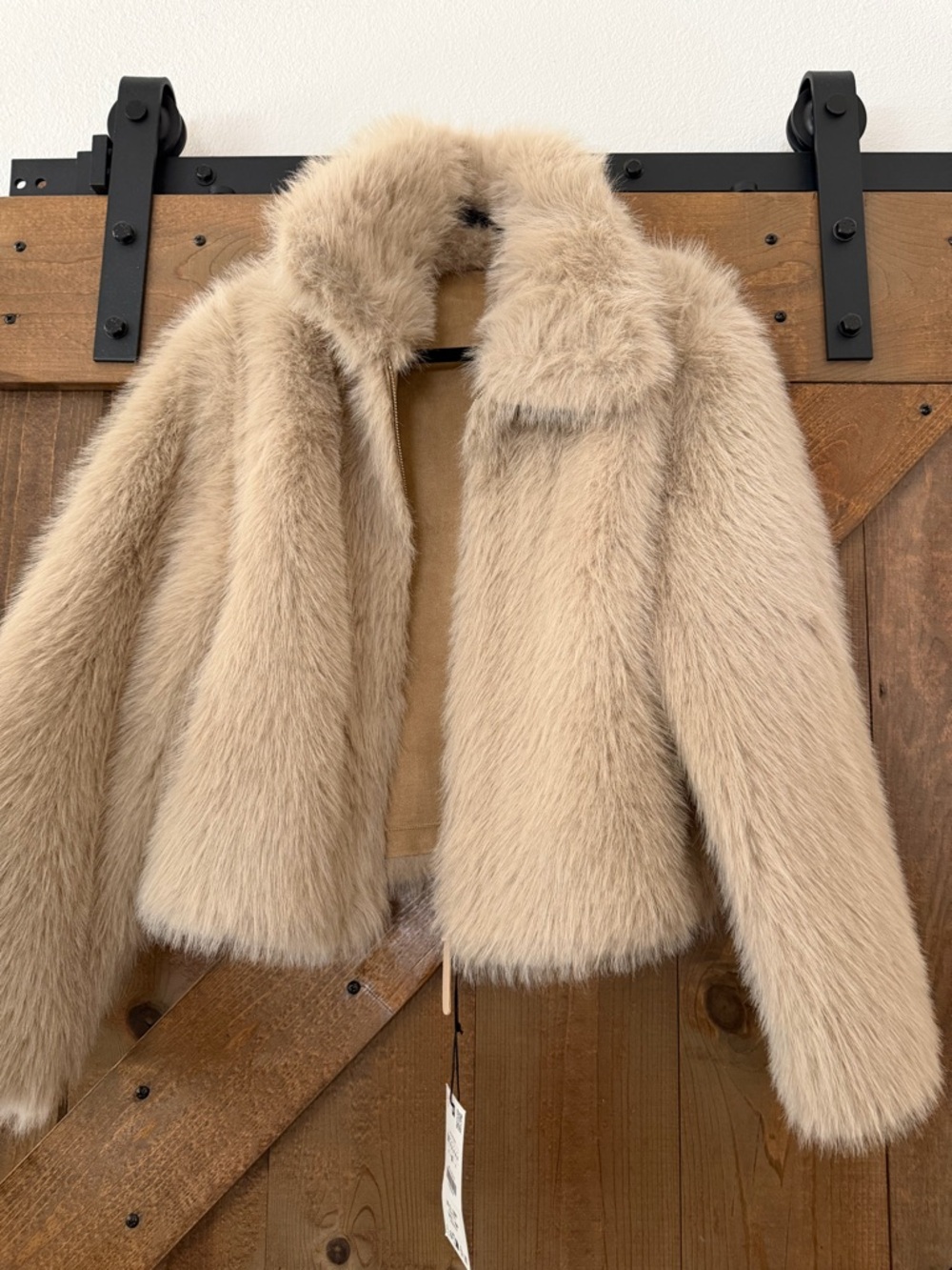 Zara Beige Faux Fur Teddy Jacket